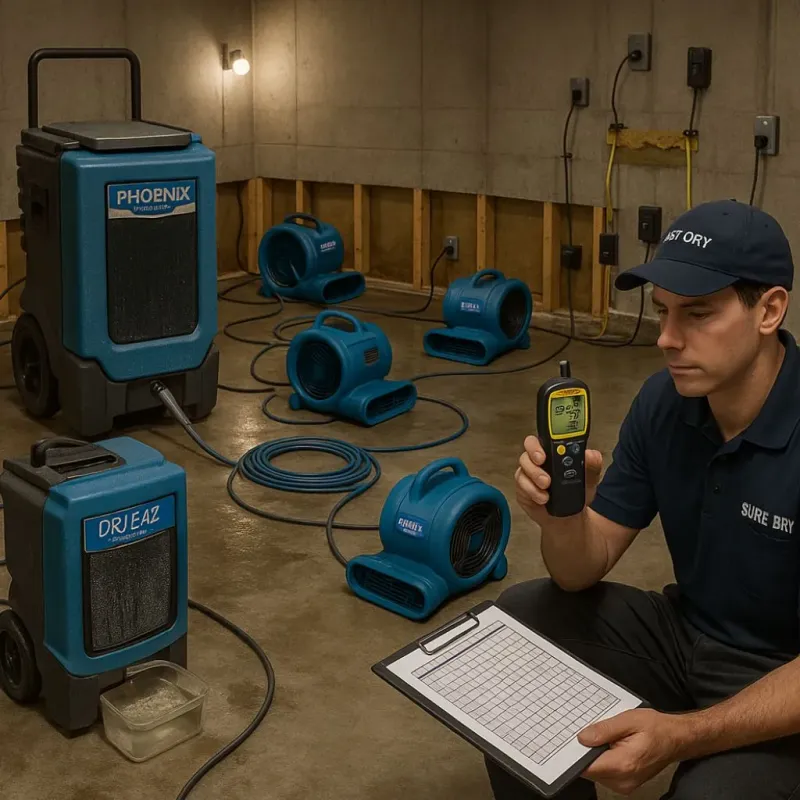 Structural Drying and Dehumidification process in Piney Green, NC